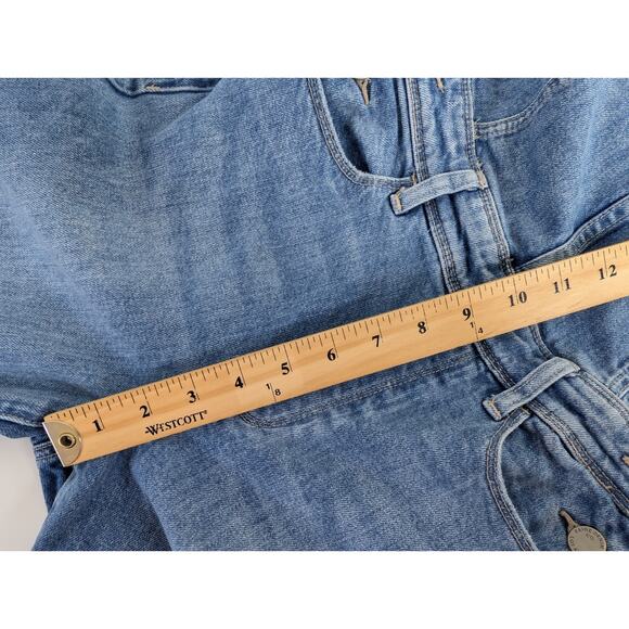 Anthropologie PAIGE Nellie Denim Raw Hem Overalls in Clarkson Wash Size 24 - Picture 13 of 15